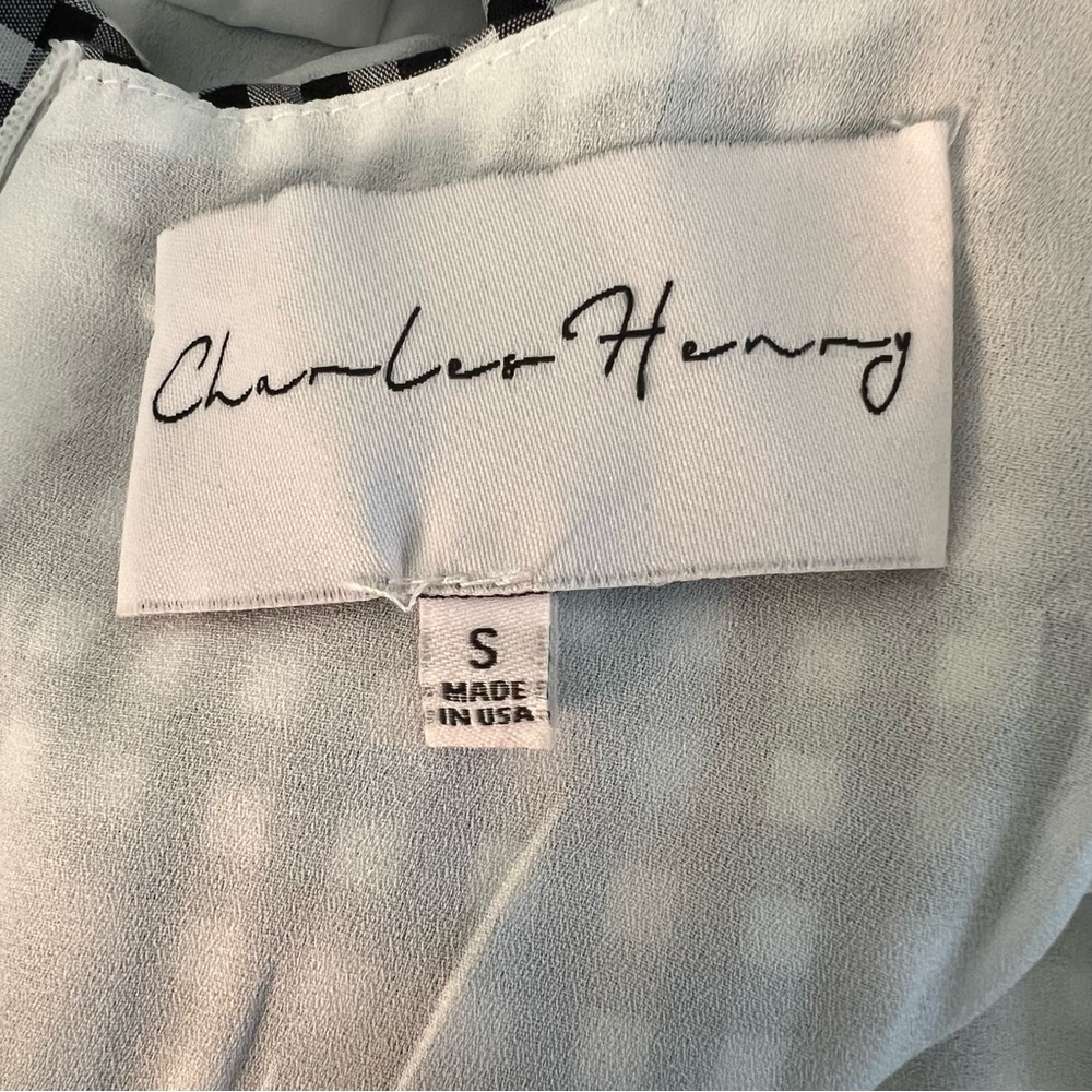 Charles Henry Black and White Plaid Dress with Ruffle Sleeves Size S - Picture 7 of 10